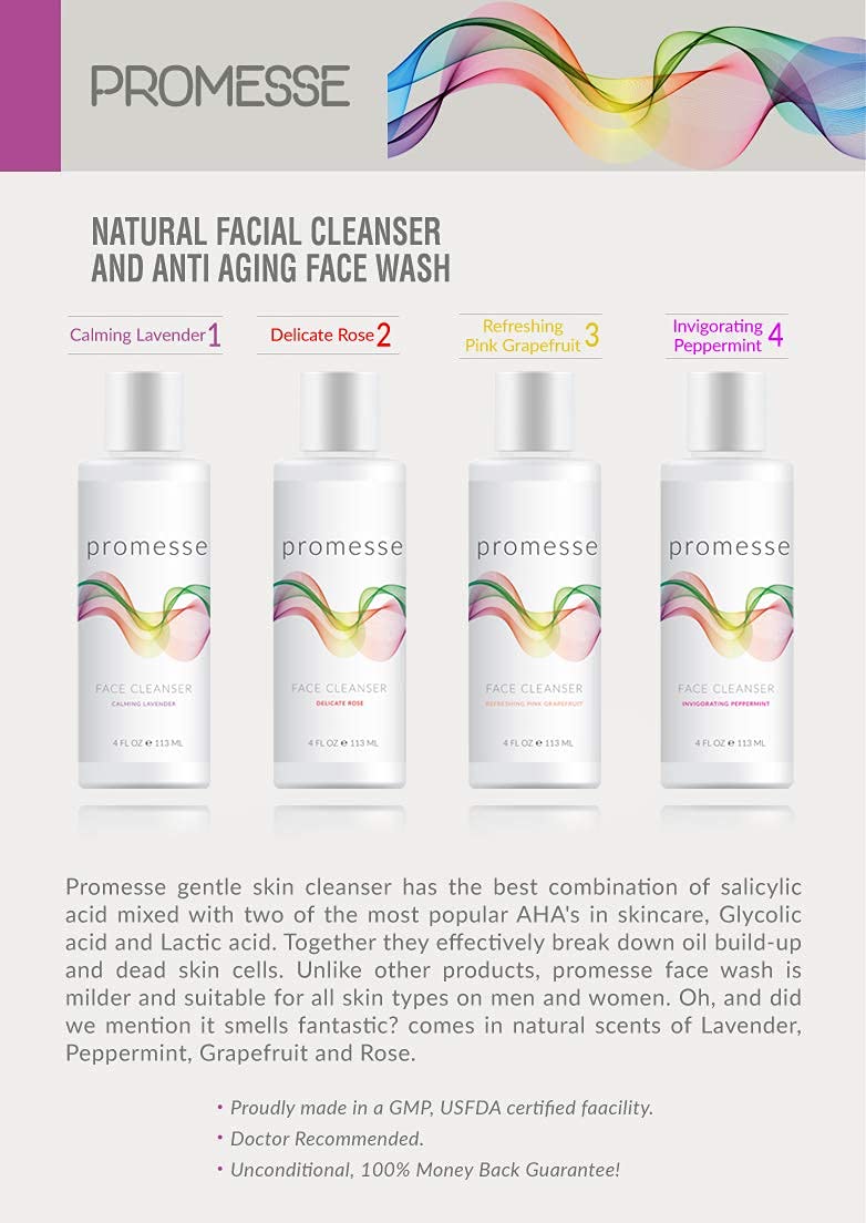 promesse Acne Control Facial Cleanser - Anti-Aging Exfoliating Wash with Glycolic & Salicylic Acid, Lavender-infused, Made in USA, Organic & Natural Ingredients - Image 2